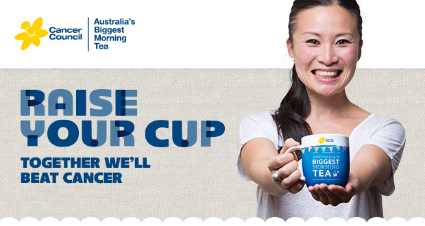 A woman raising a cup for Australia's Biggest Morning Tea